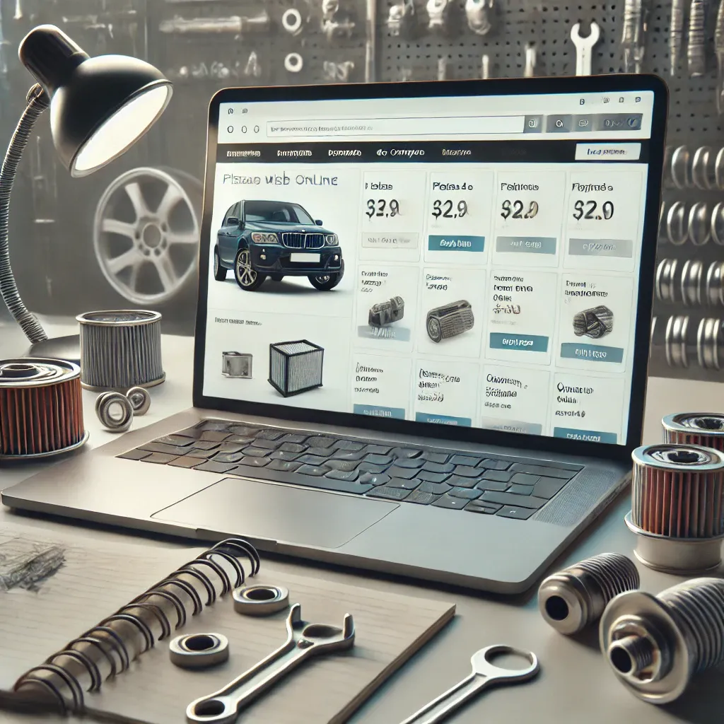 DALL·E 2025-01-09 12.34.14 - Una imagen realista diseñada para una página web enfocada en la venta online de piezas usadas de vehículos. Muestra una pantalla de ordenador con un s.webp